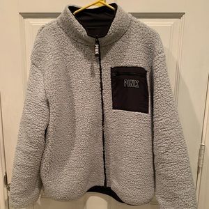 VS Pink Full Zip Reversible Sherpa Jacket